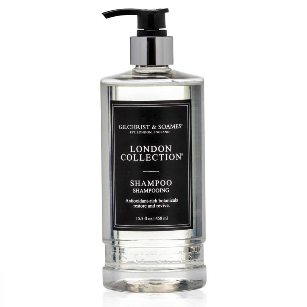 Gilchrist & Soames London Collection Shampoo bottle front for a refined cleanse.