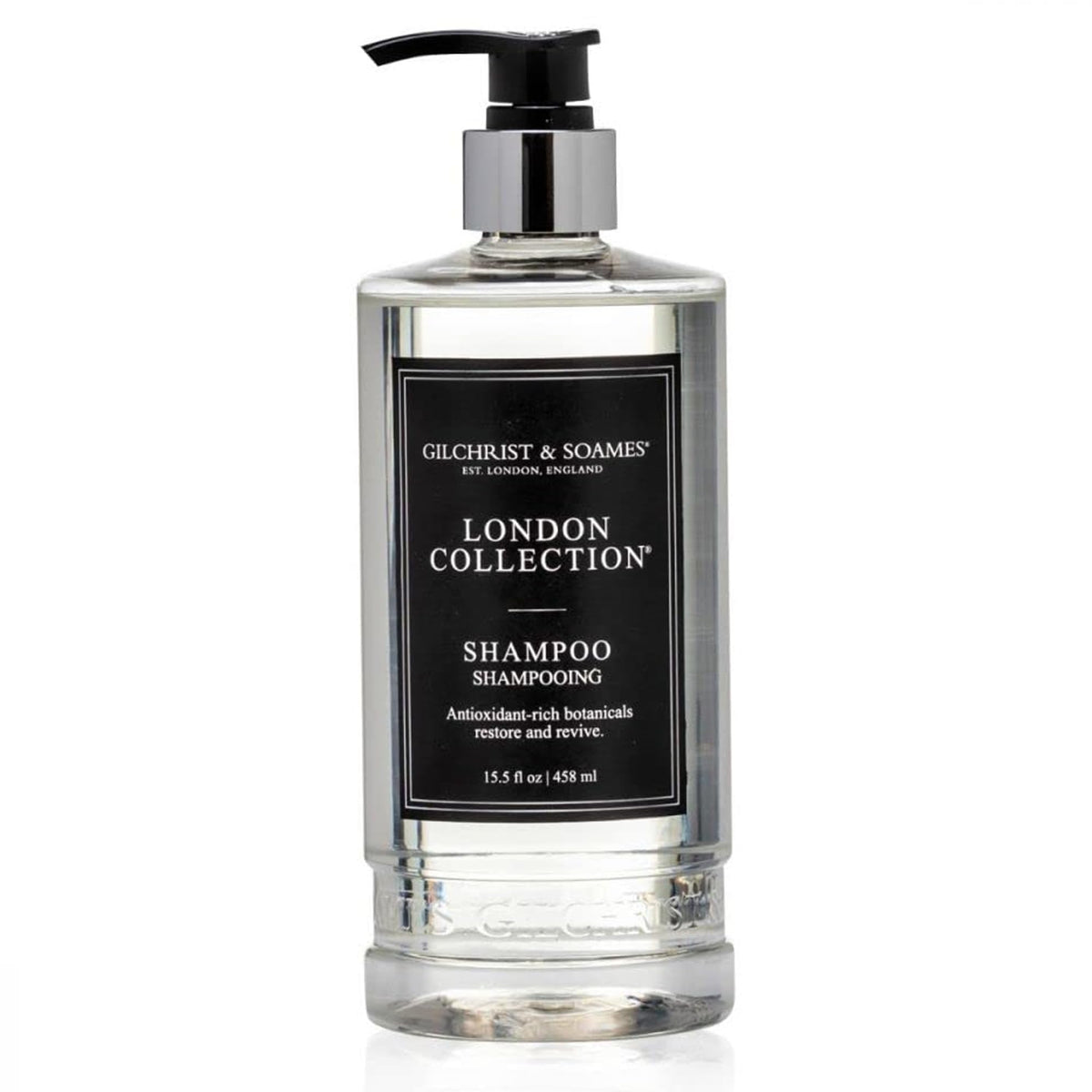 Gilchrist & Soames London Collection Shampoo bottle front for a refined cleanse.