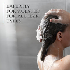 Gilchrist & Soames shampoo bottle pour view highlighting easy application.