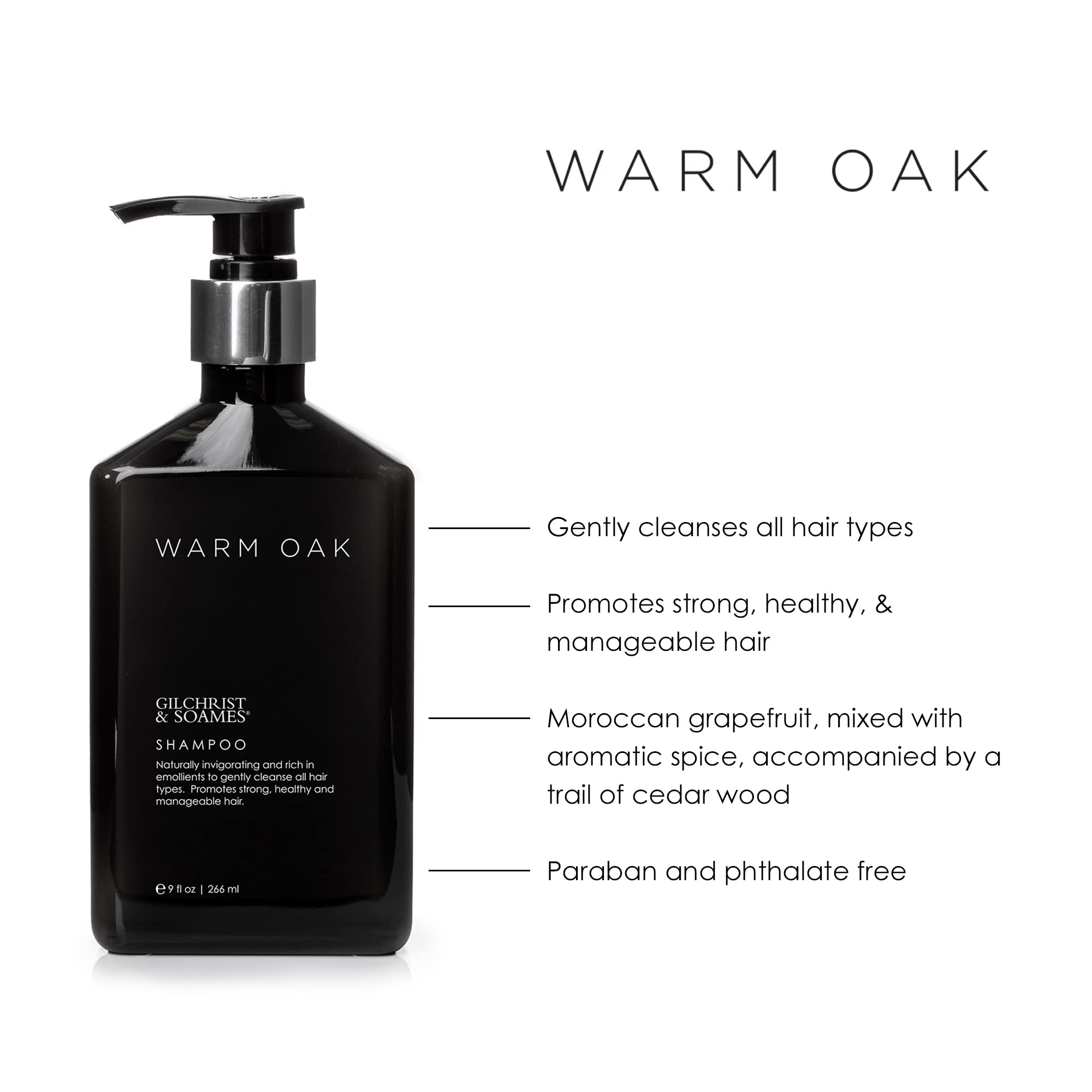 Gilchrist & Soames Warm Oak Shampoo lather creates rich foam for thorough cleansing.