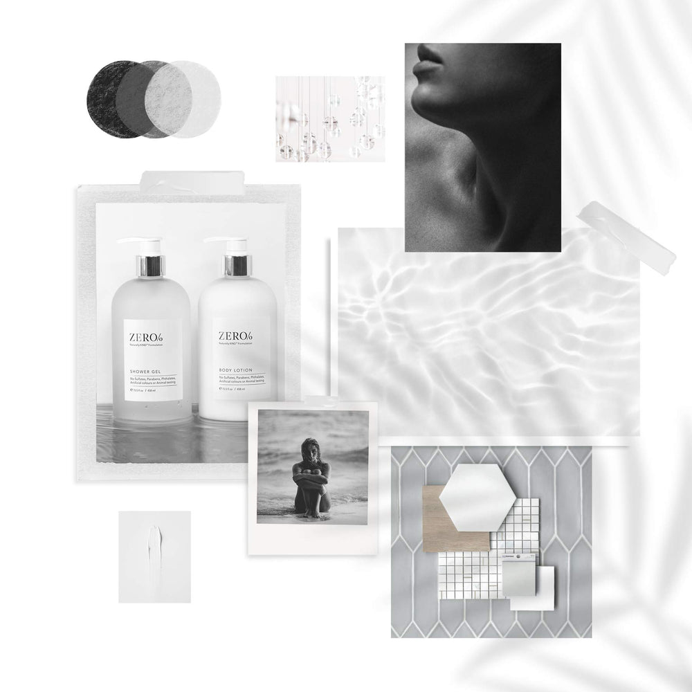 Gilchrist & Soames Zero% Collection Shampoo packaging close-up shows sleek design.