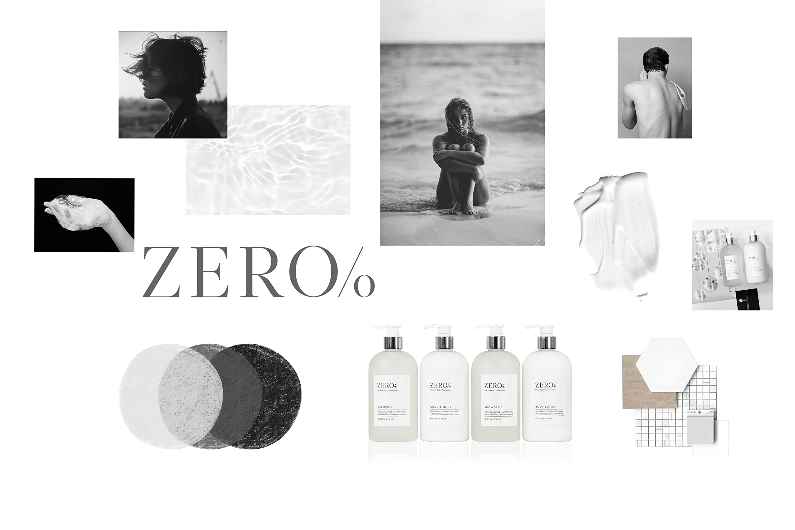 Gilchrist & Soames Zero% shower gel in a stylish bathroom scene