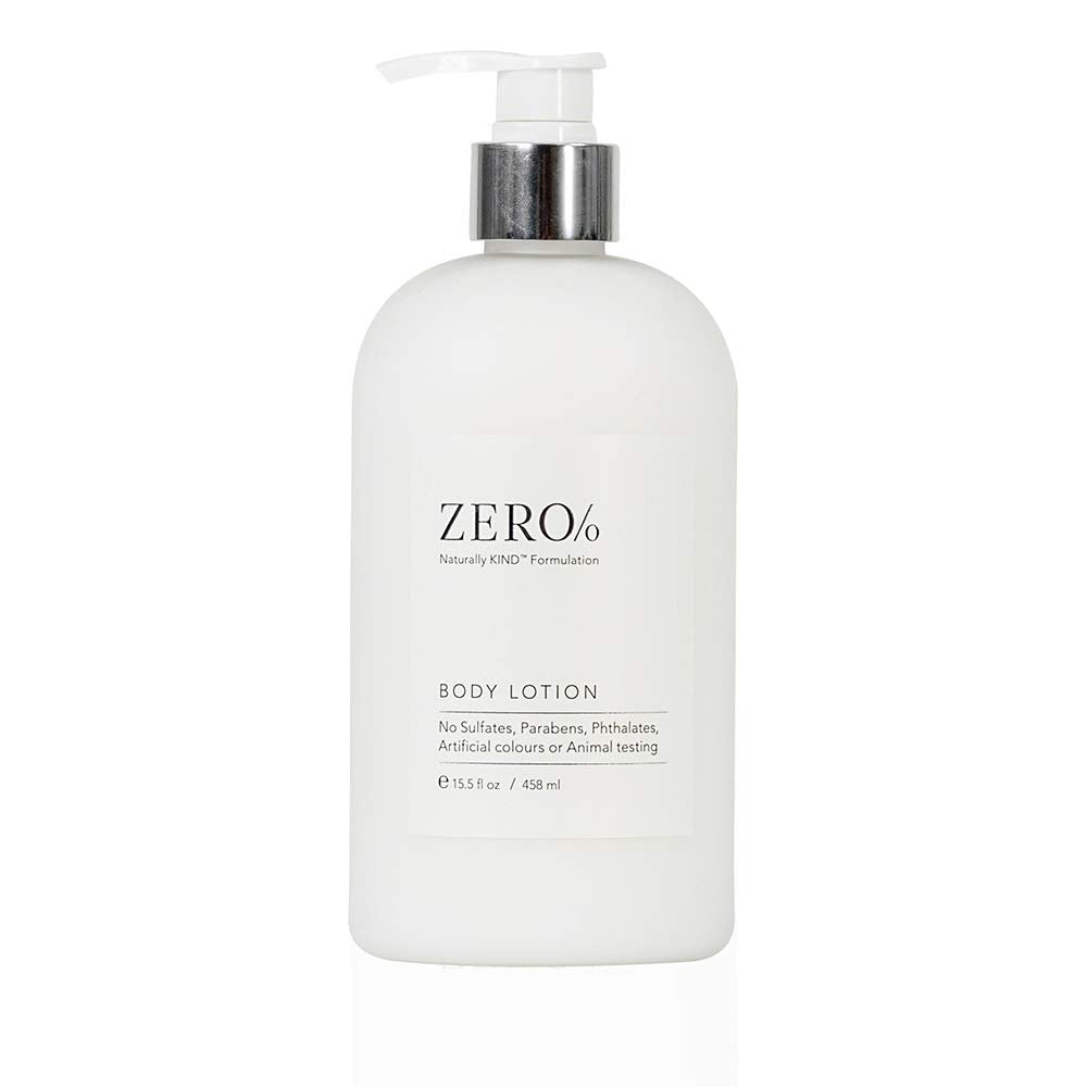 Gilchrist & Soames Zero% Body Lotion bottle front, showcasing lightweight hydration for daily skin comfort.
