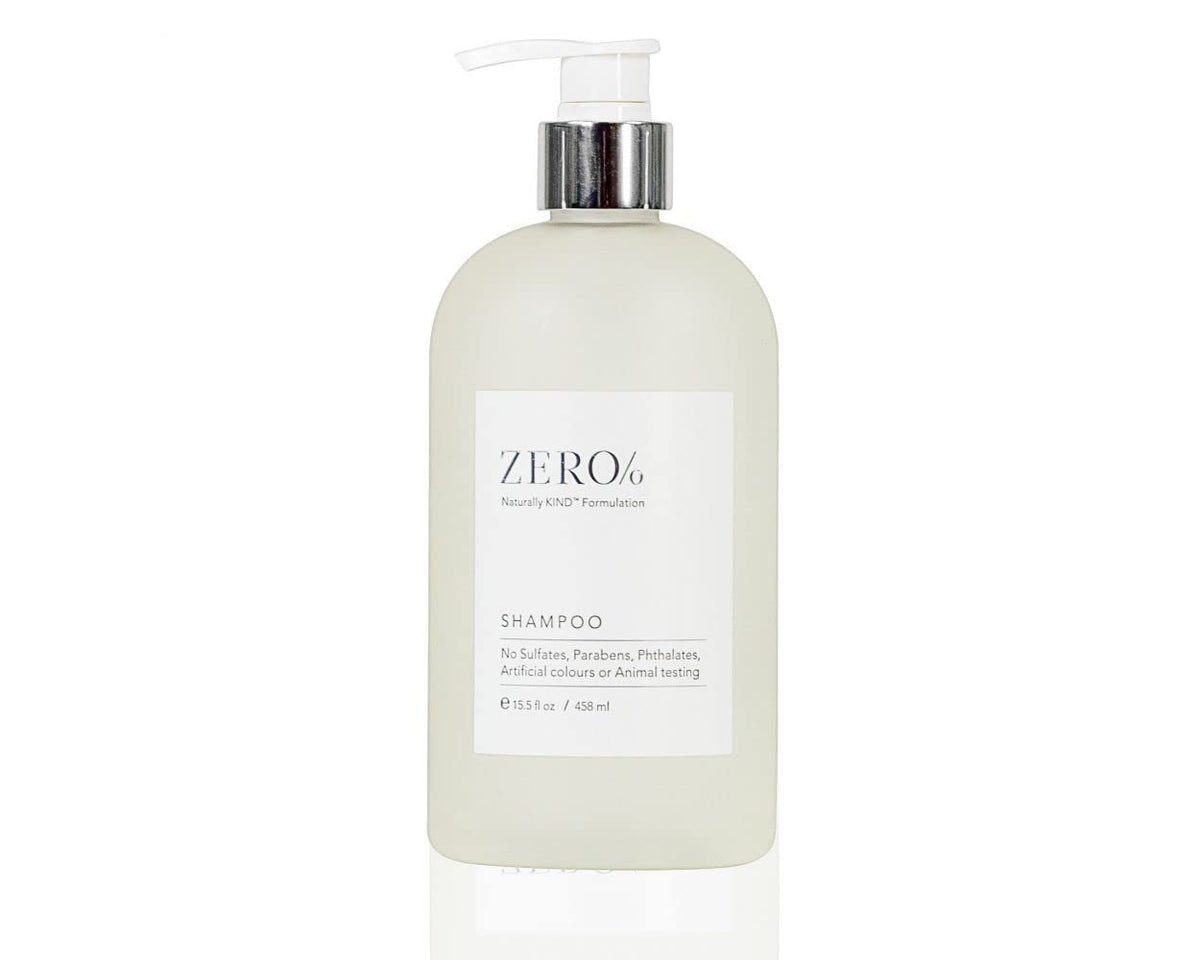 Gilchrist & Soames Zero% shampoo bottle pour offers a gentle, sulfate-free cleanse for all hair types.