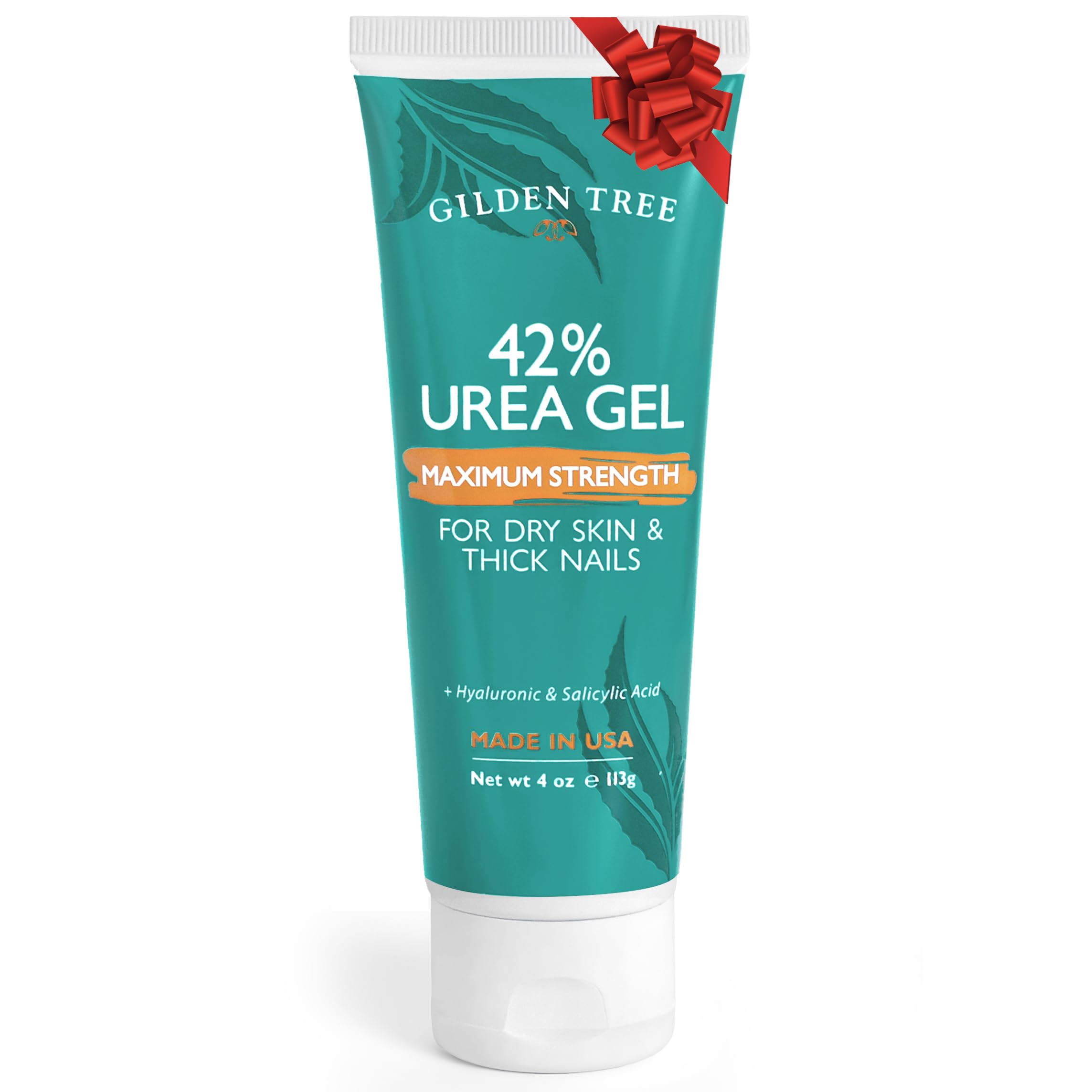 GILDEN TREE Urea Gel 42% bottle shows fast-absorbing foot care in use