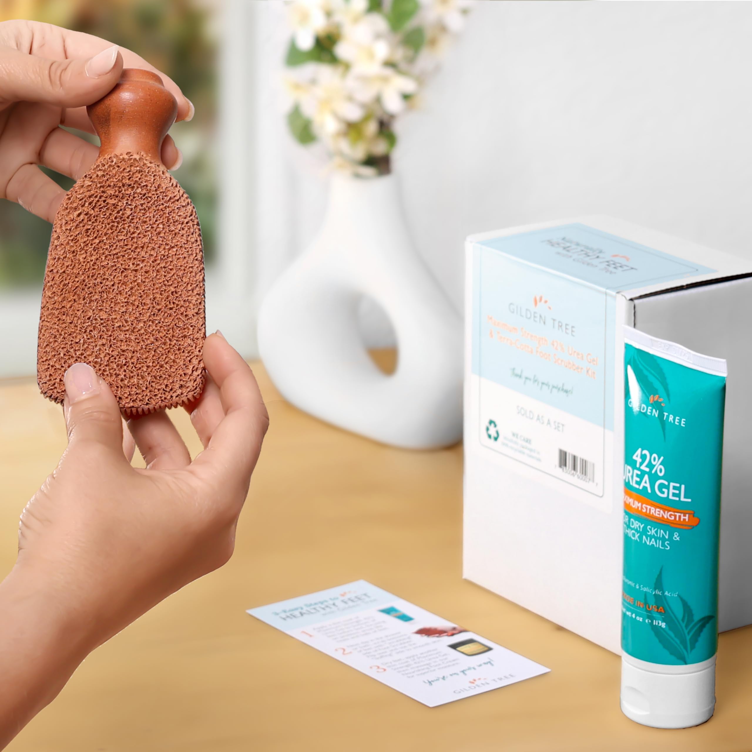 GILDEN TREE 42 percent urea gel with easy-to-use tube packaging demonstrates effective skin softening.