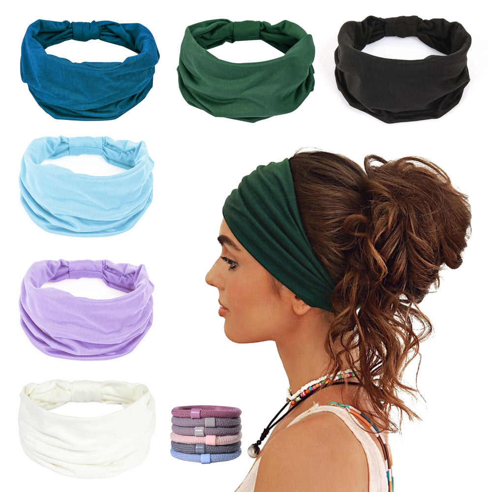 GiLi wide headbands 6-pack in multiple colors designed for sweat absorption during workouts.
