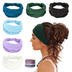 GiLi wide headbands 6-pack in multiple colors designed for sweat absorption during workouts.