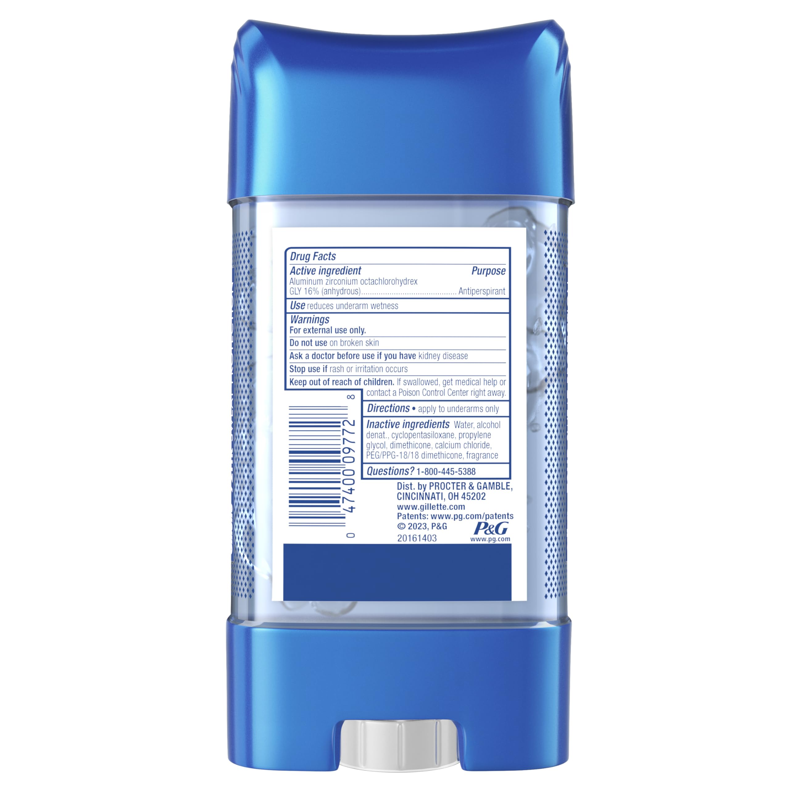 Straight on shot of Gillette Cool Wave design with clear gel branding
