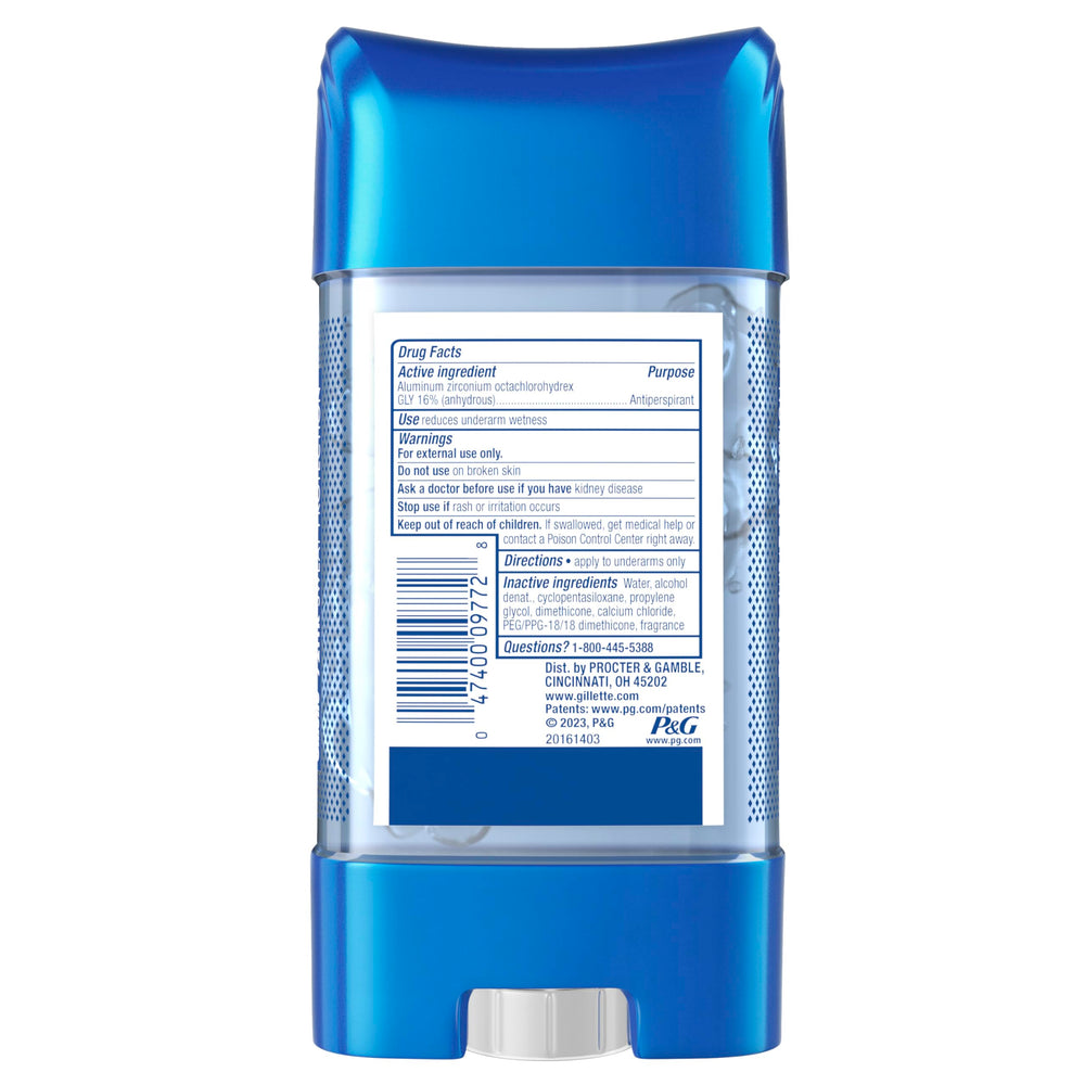 Straight on shot of Gillette Cool Wave design with clear gel branding