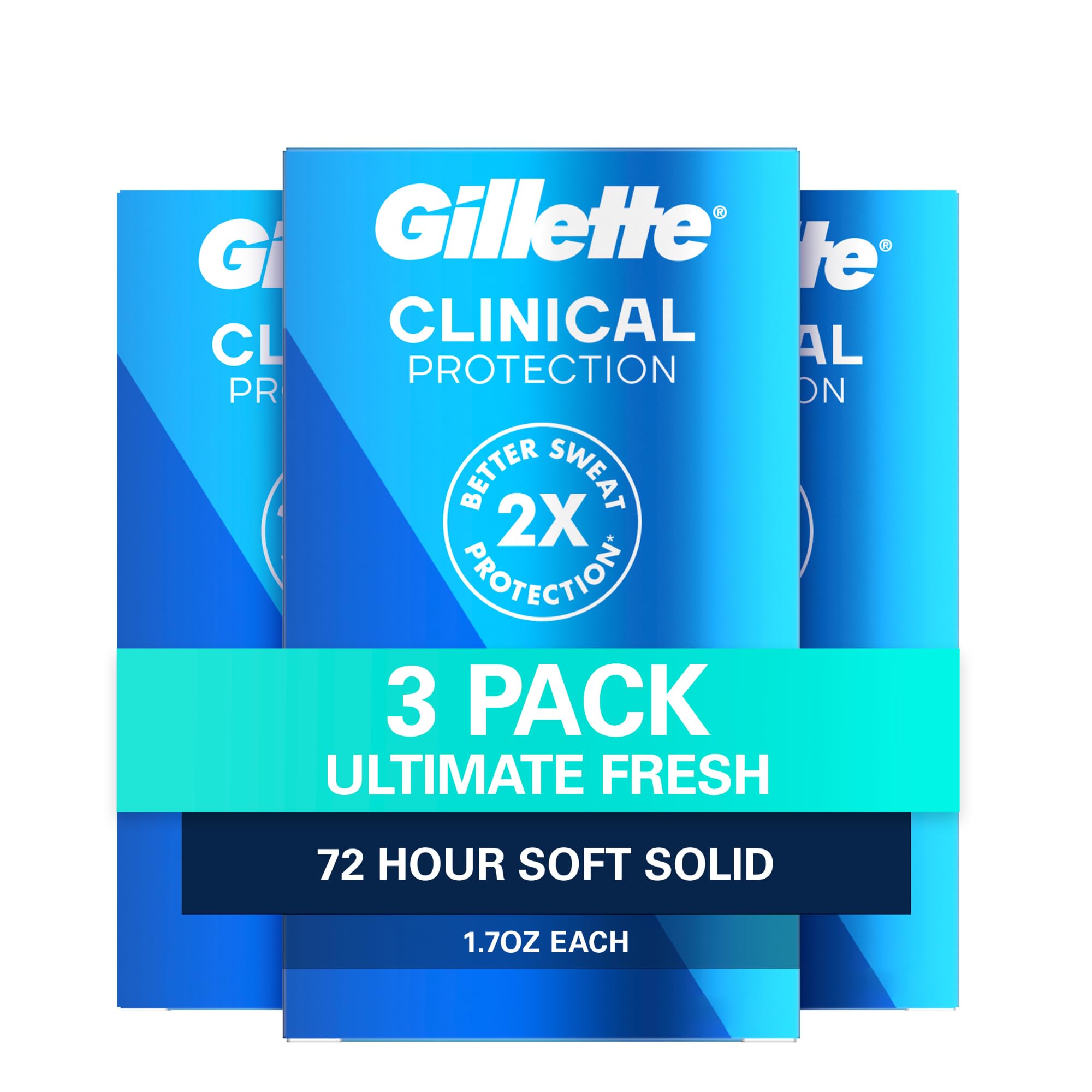 Gillette Clinical Soft Solid Ultimate Fresh pack-3 shows long-lasting freshness for daily wear