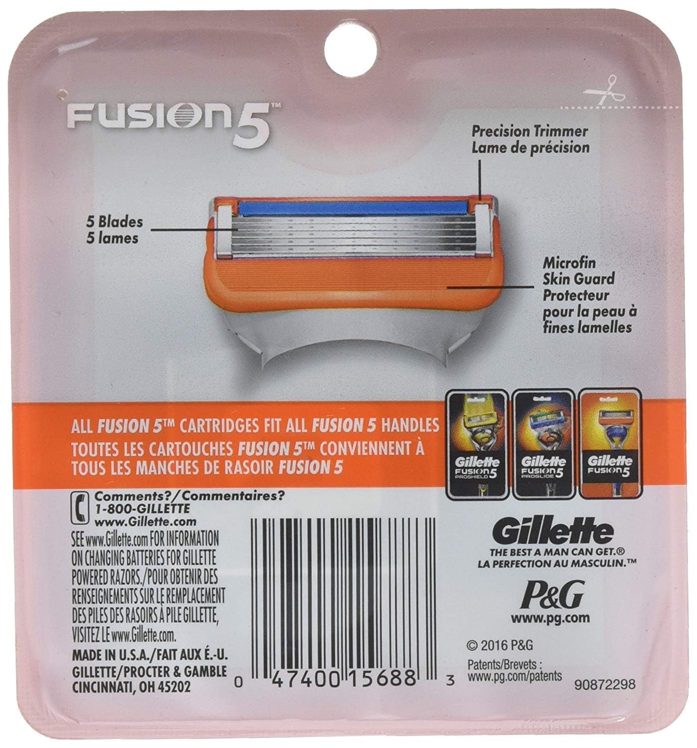 Gillette Fusion 5 Power cartridges pack image highlighting eight-pack convenience for steady supply.