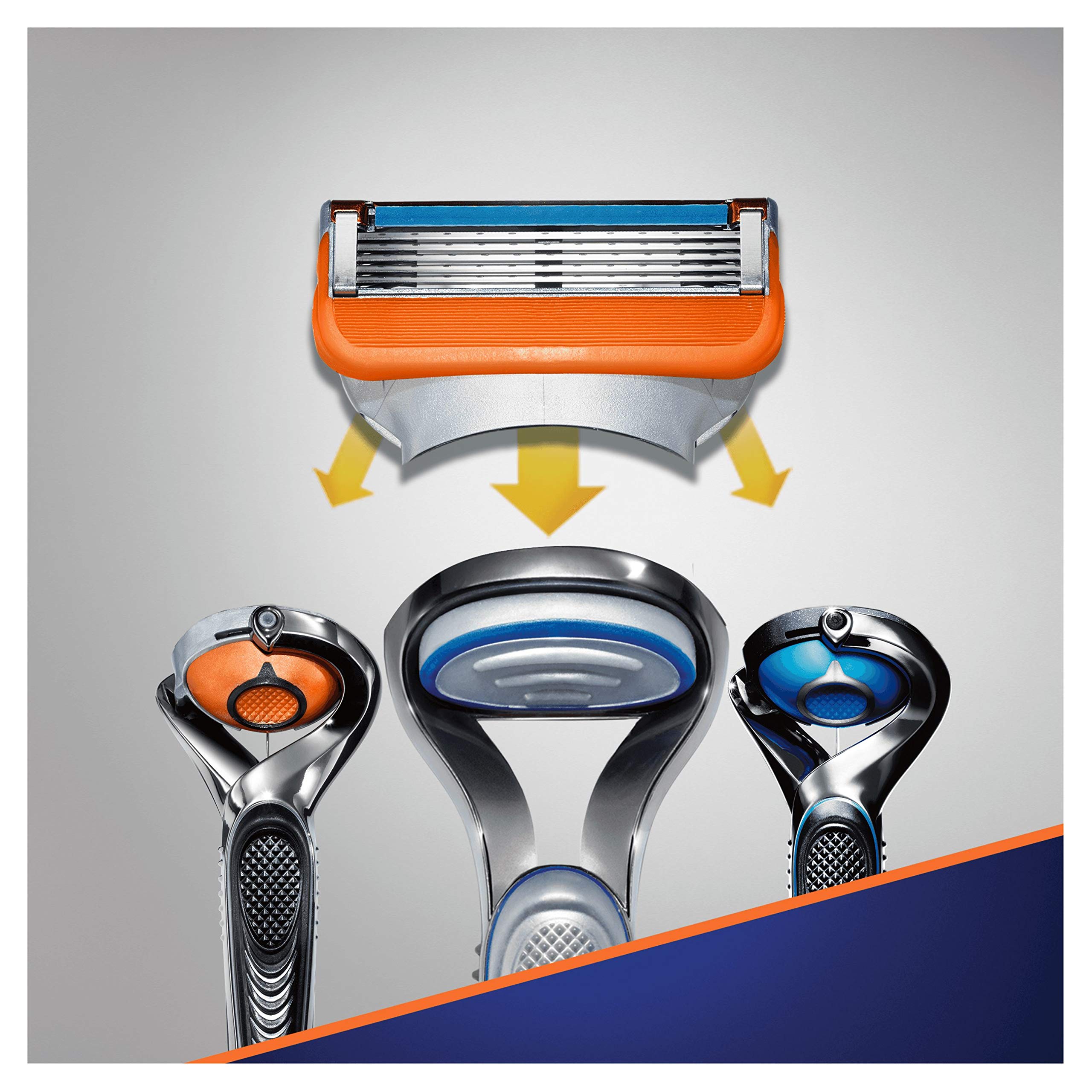 Gillette Fusion5 blade lasts about a month with regular shaves.