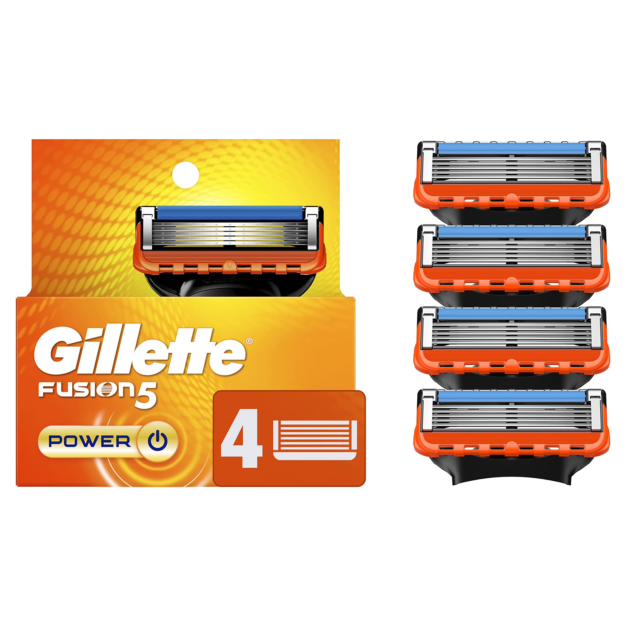Gillette Fusion5 blade refills four-count close-up for a precise, comfortable shave