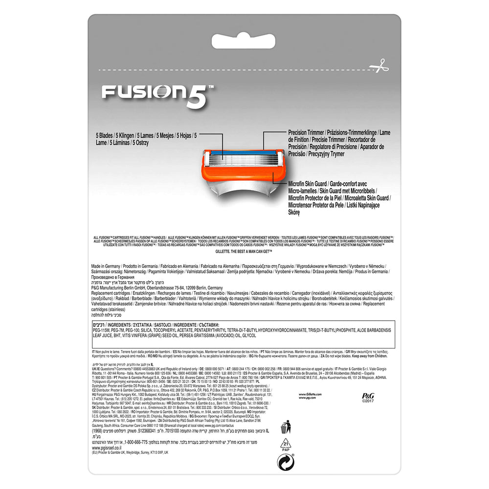 Gillette Fusion5 blades packaging indicates product count.