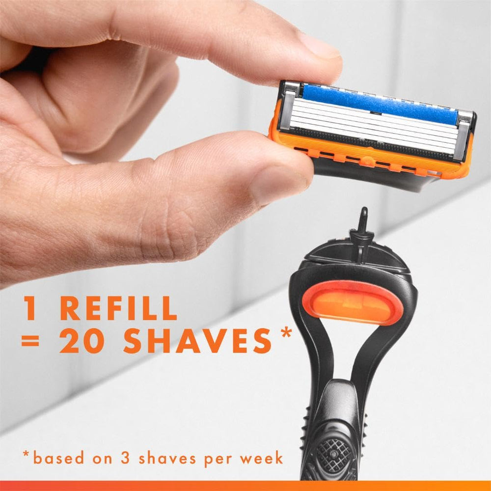 Gillette Fusion5 close shave visual highlighting five blades and glide