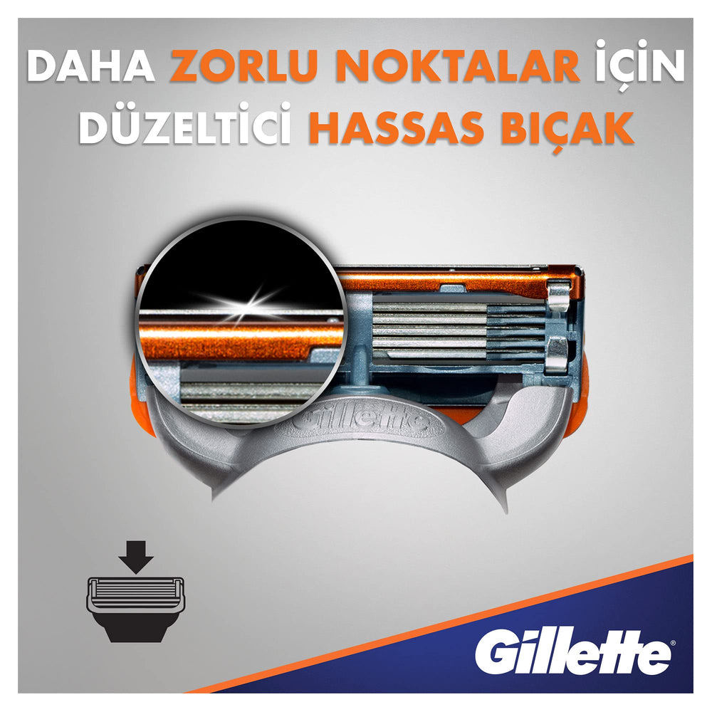 Gillette Fusion5 8-count packaging highlighting convenient refill pack for routine grooming.