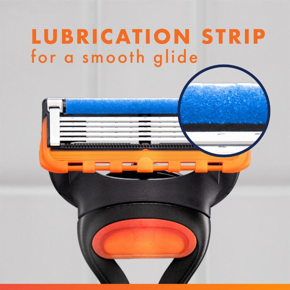 Gillette Fusion5 packaging illustrating blade longevity and value