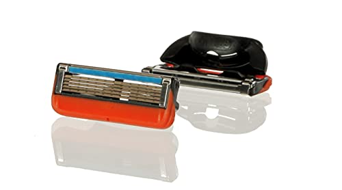 Gillette Fusion5 razor handle design balances grip and control.