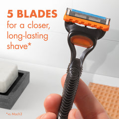 Gillette Fusion5 refills microfins prep skin for a close shave.