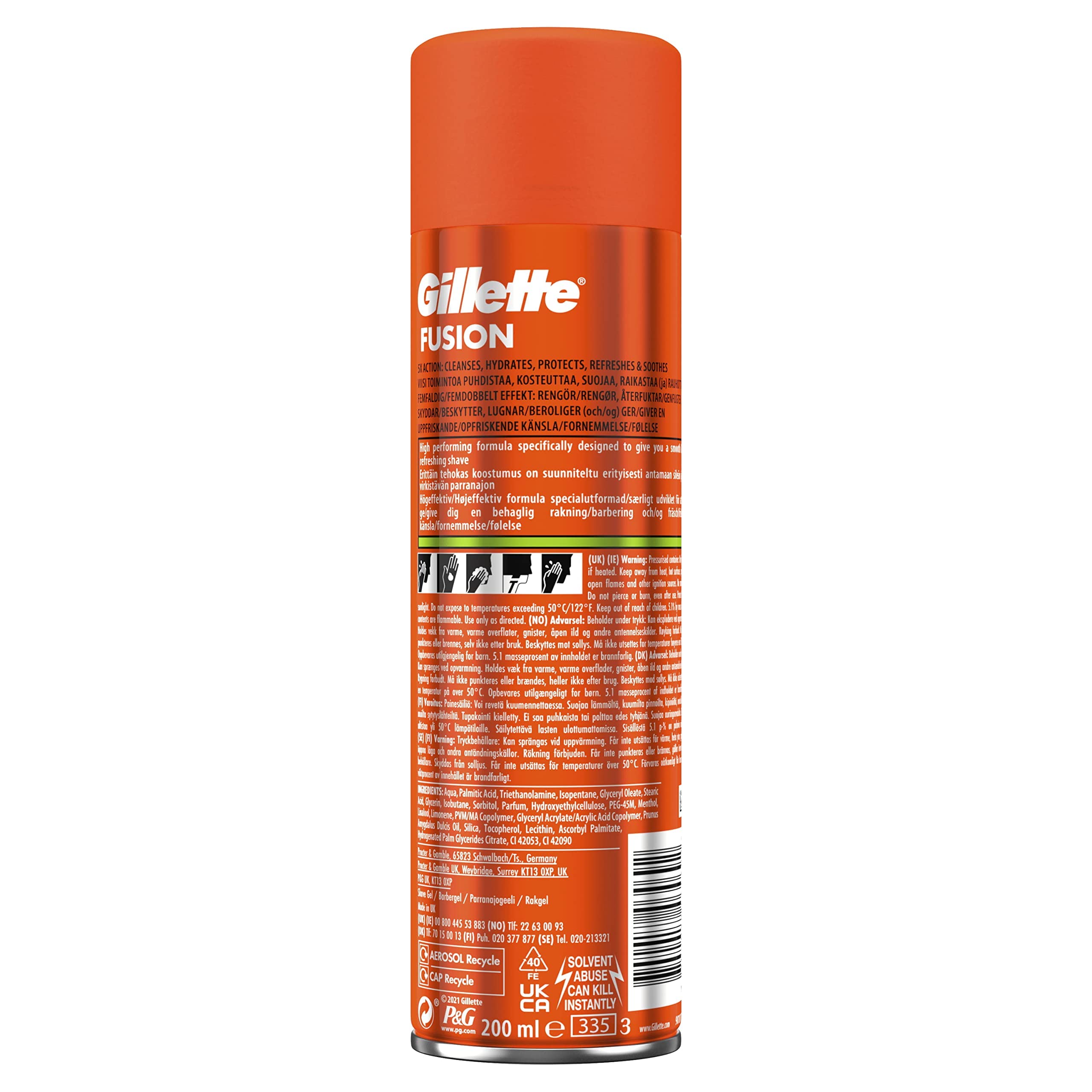 Gillette Fusion5 Ultra Sensitive Gel application hands show gentle massage for coverage.