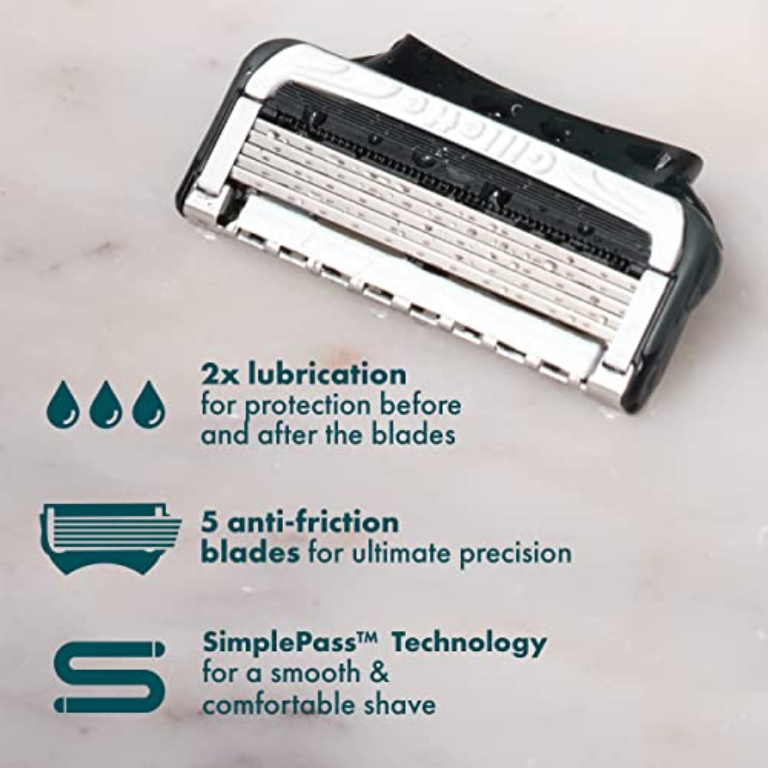 Gillette Intimate lubrication before and after blades indicating added glide