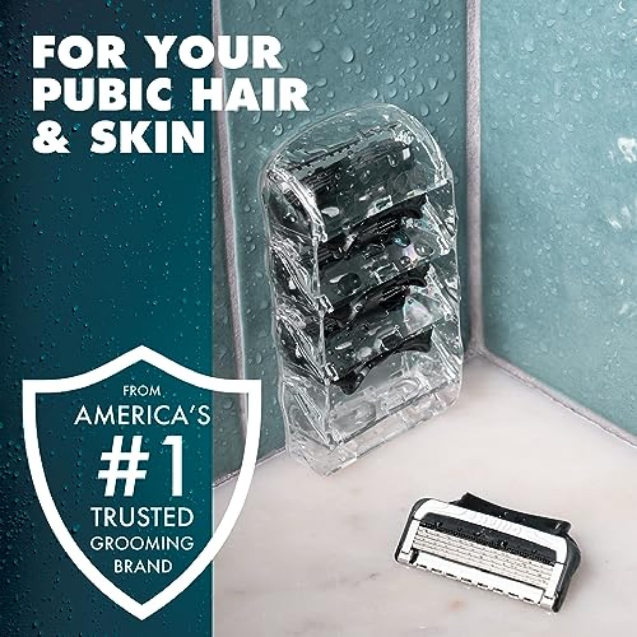 Gillette Intimate shower-hook-storage image showing convenient bathroom storage