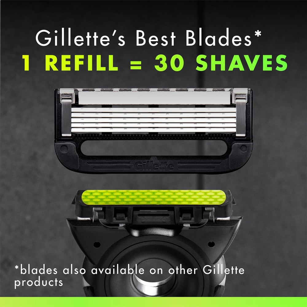 Gillette Labs 5-blade refill close-up highlights close, comfortable shave potential.