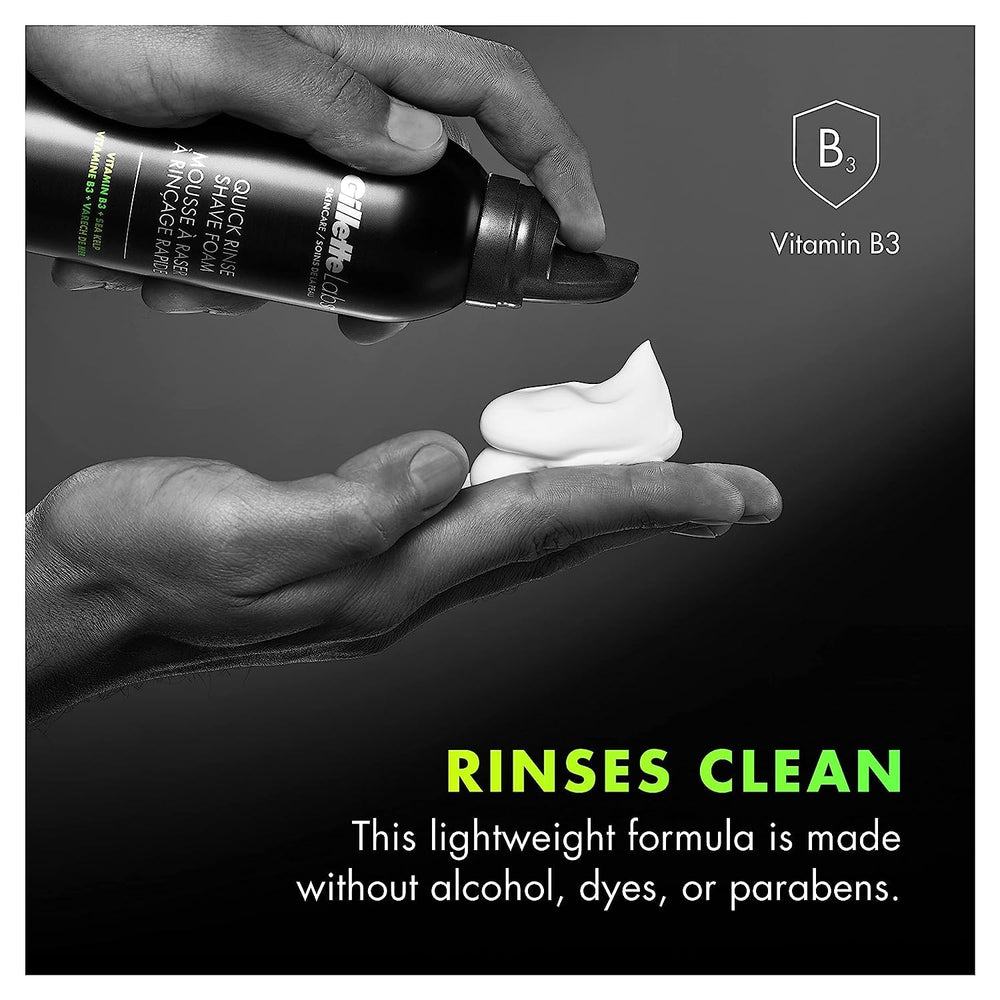 Applying GilletteLabs Quick Rinse Foam on the face supports a seamless shave