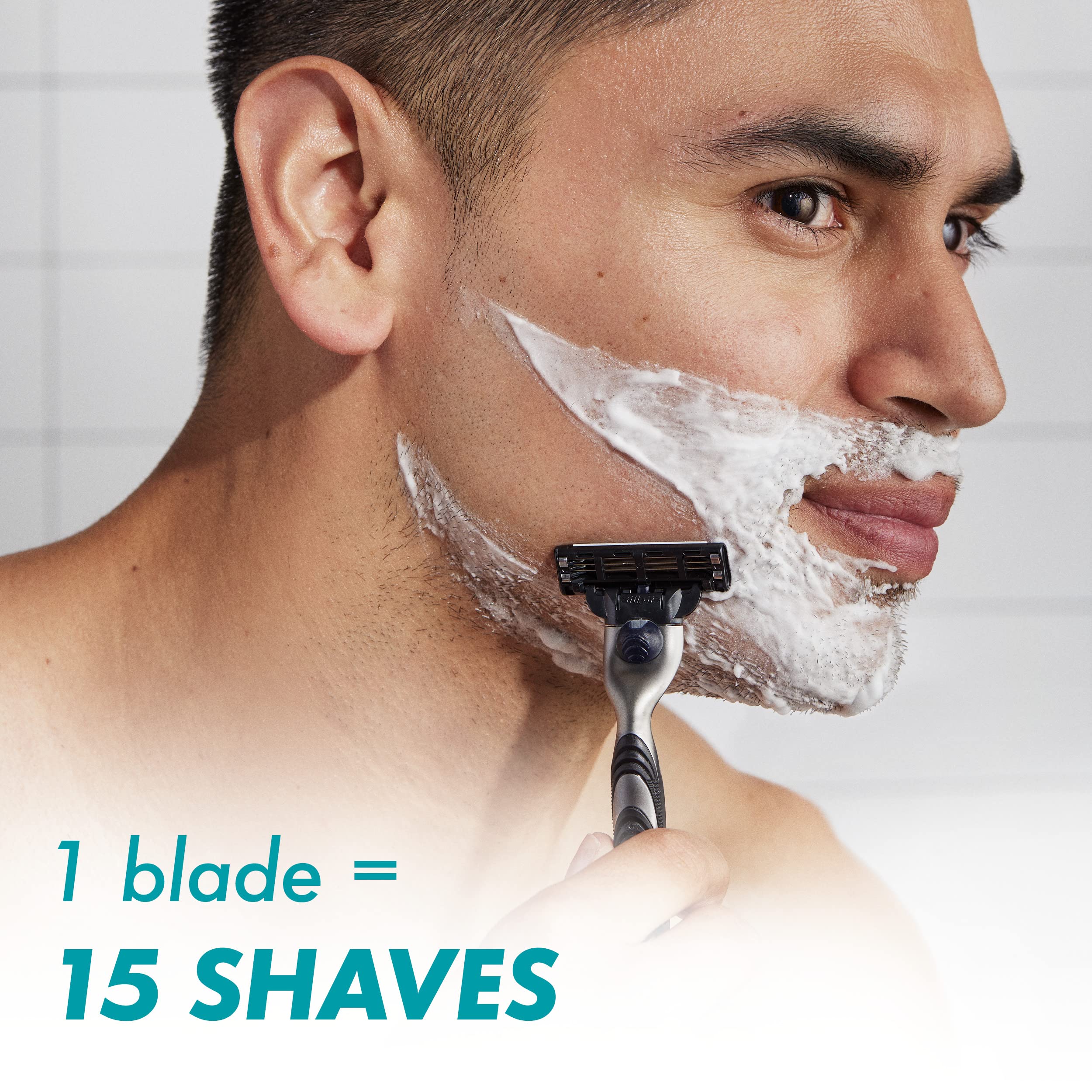 Gillette Mach3 refills with DuraComfort blades stay sharp longer.