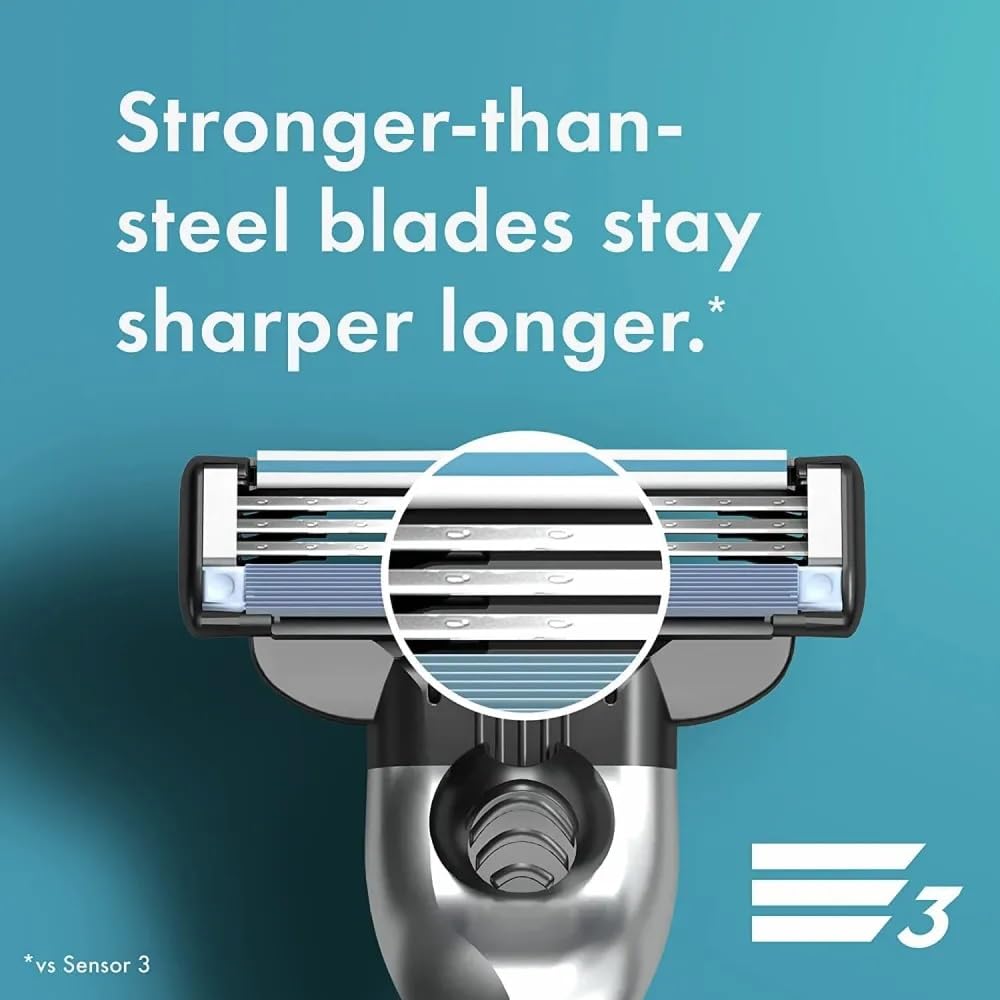 Gillette MACH3 open blade construction enables easy rinsing.