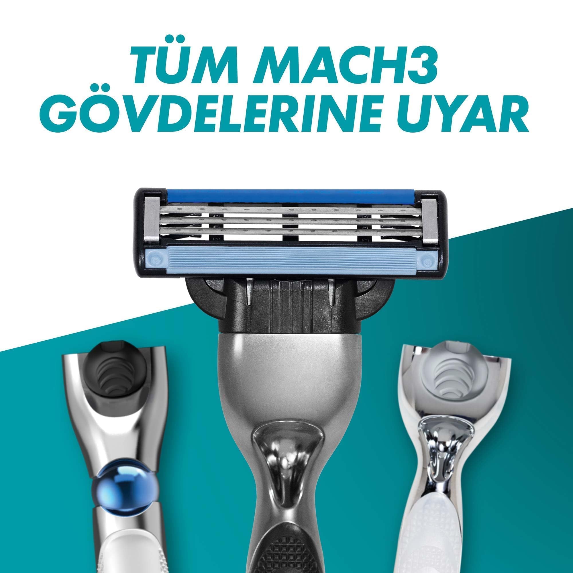 Gillette Mach3 packaging image showcasing four-cartridge set