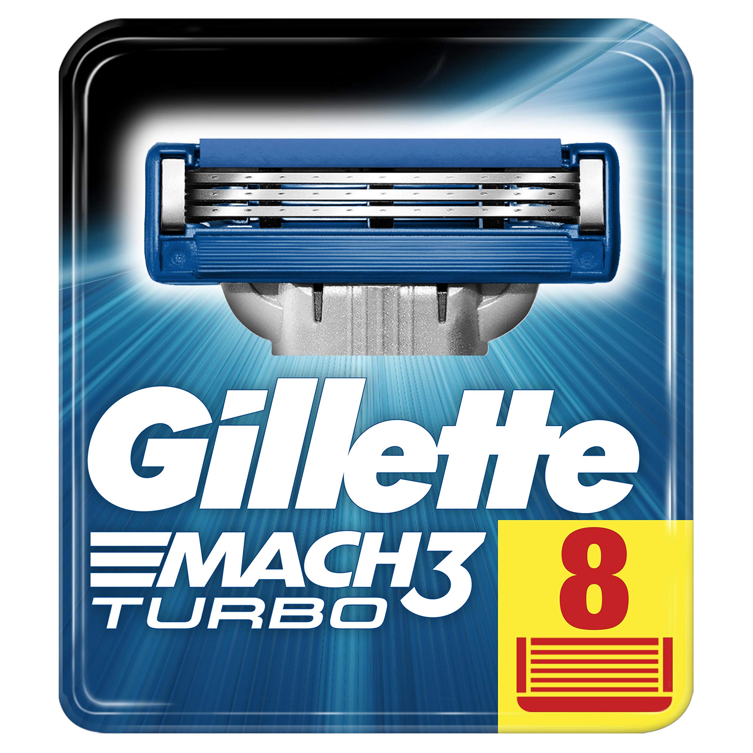 Gillette Mach3 Turbo blades pack-8 offers a smooth shave and extended blade life for a quick morning routine.
