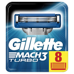 Gillette Mach3 Turbo blades pack-8 offers a smooth shave and extended blade life for a quick morning routine.