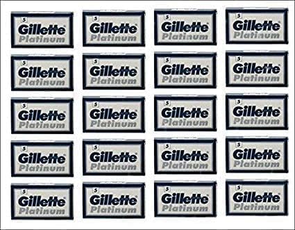 Gillette Platinum 25-pack packaging highlighting compatibility with standard double edge razors for easy shopping.
