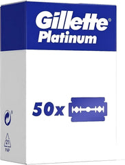Gillette Platinum Double Edge blades close-up edge for a precise shave.