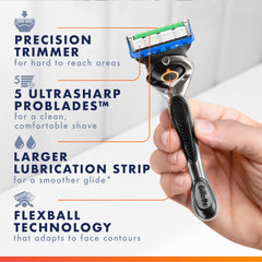 Gillette ProGlide blade refill packaging illustrates up to 20 shaves per cartridge.