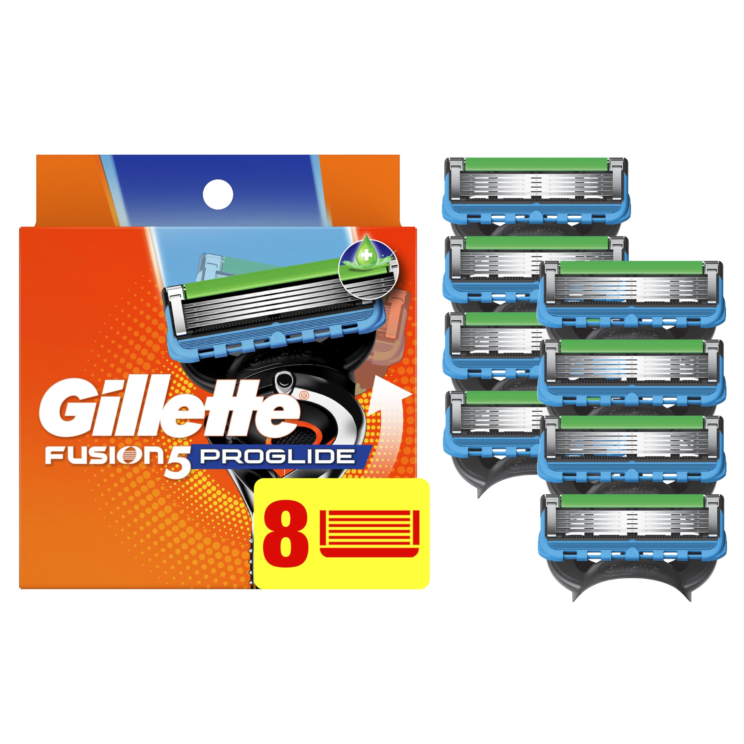 Gillette ProGlide refill close-up shows 5 blades for a smooth, comfortable shave.