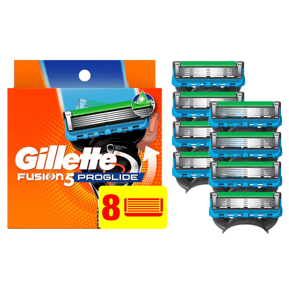 Gillette ProGlide refill close-up shows 5 blades for a smooth, comfortable shave.