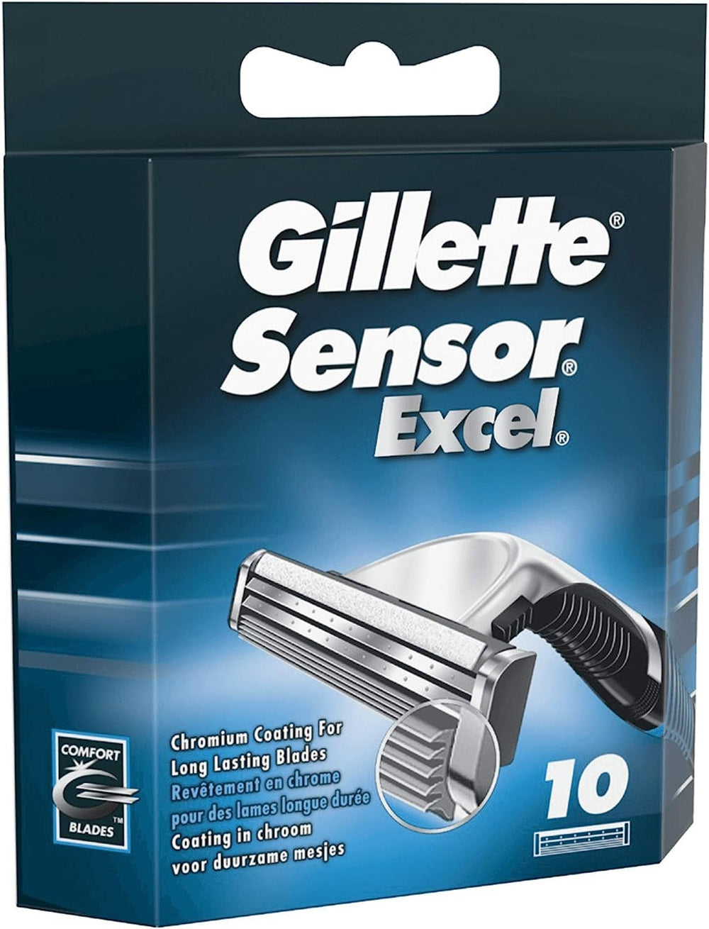 Gillette Sensor Excel packaging shows 50 cartridges for value and convenience