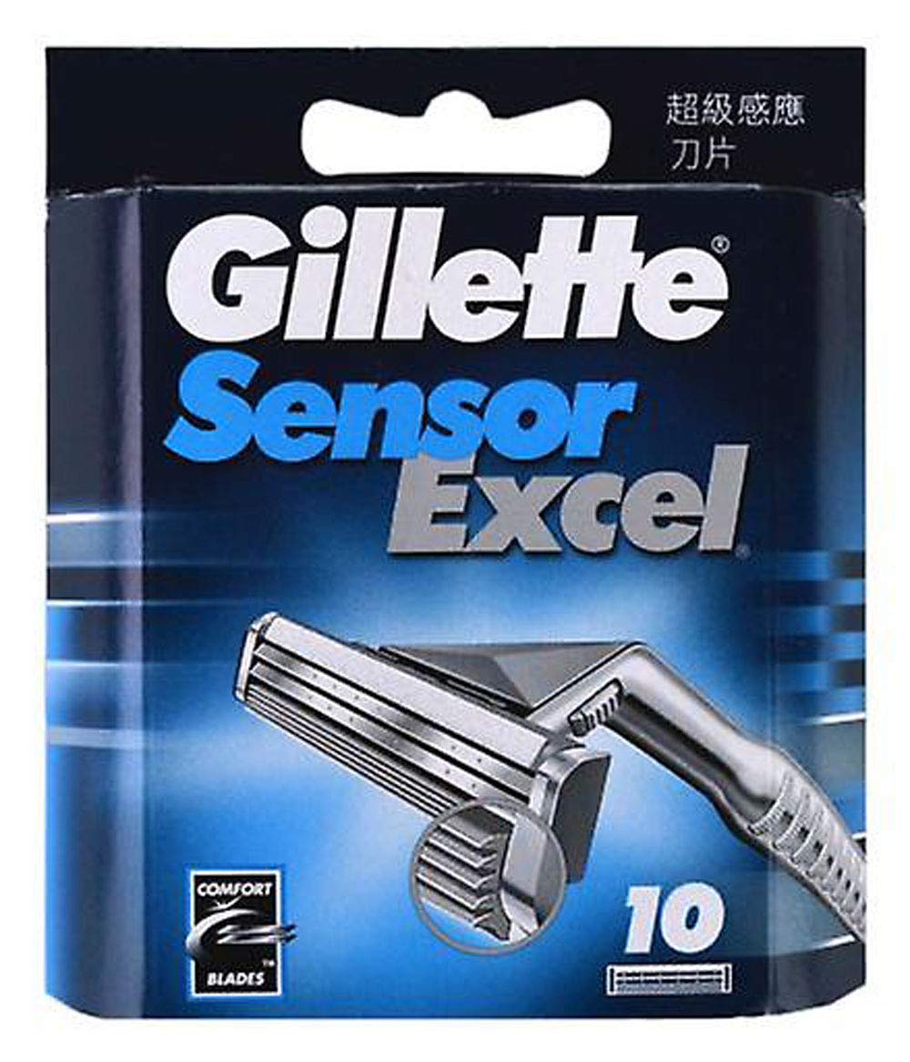 Gillette Sensor Excel packaging for easy refills and value-packed blades.