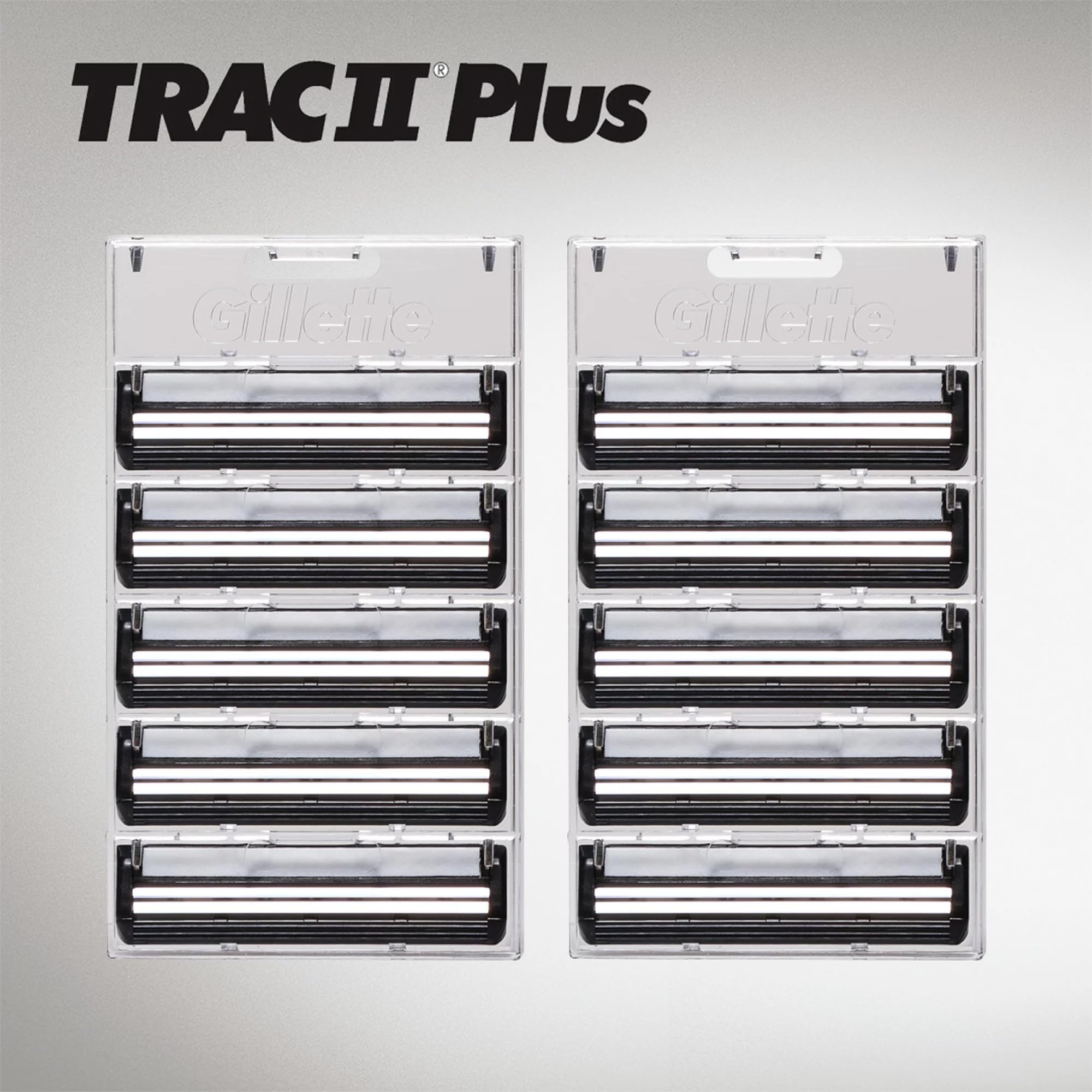Gillette TRAC II fixed-head closeup shows precise contour navigation
