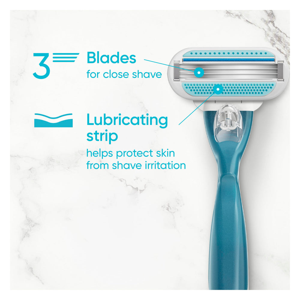 Gillette Venus blue indicator strip fades to signal replacement.