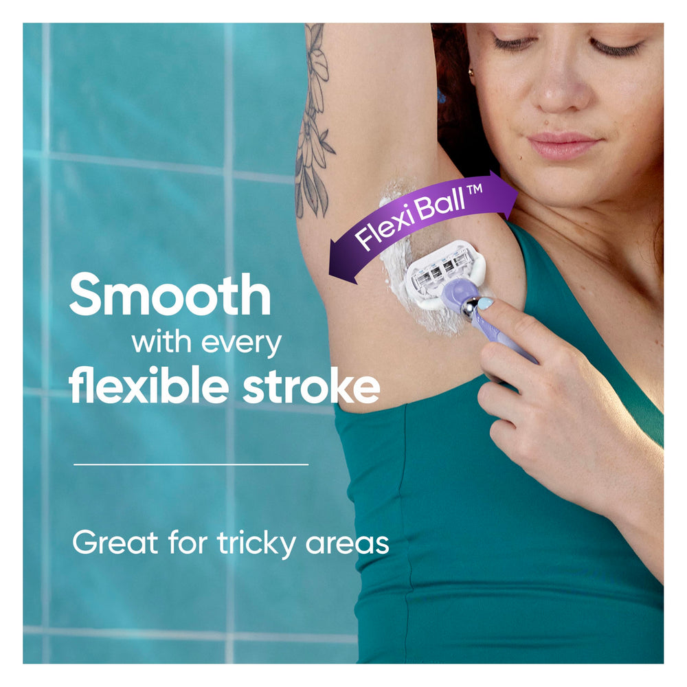 Gillette Venus Deluxe Smooth Swirl: flexiball en 4 direcciones para seguir contornos del cuerpo.