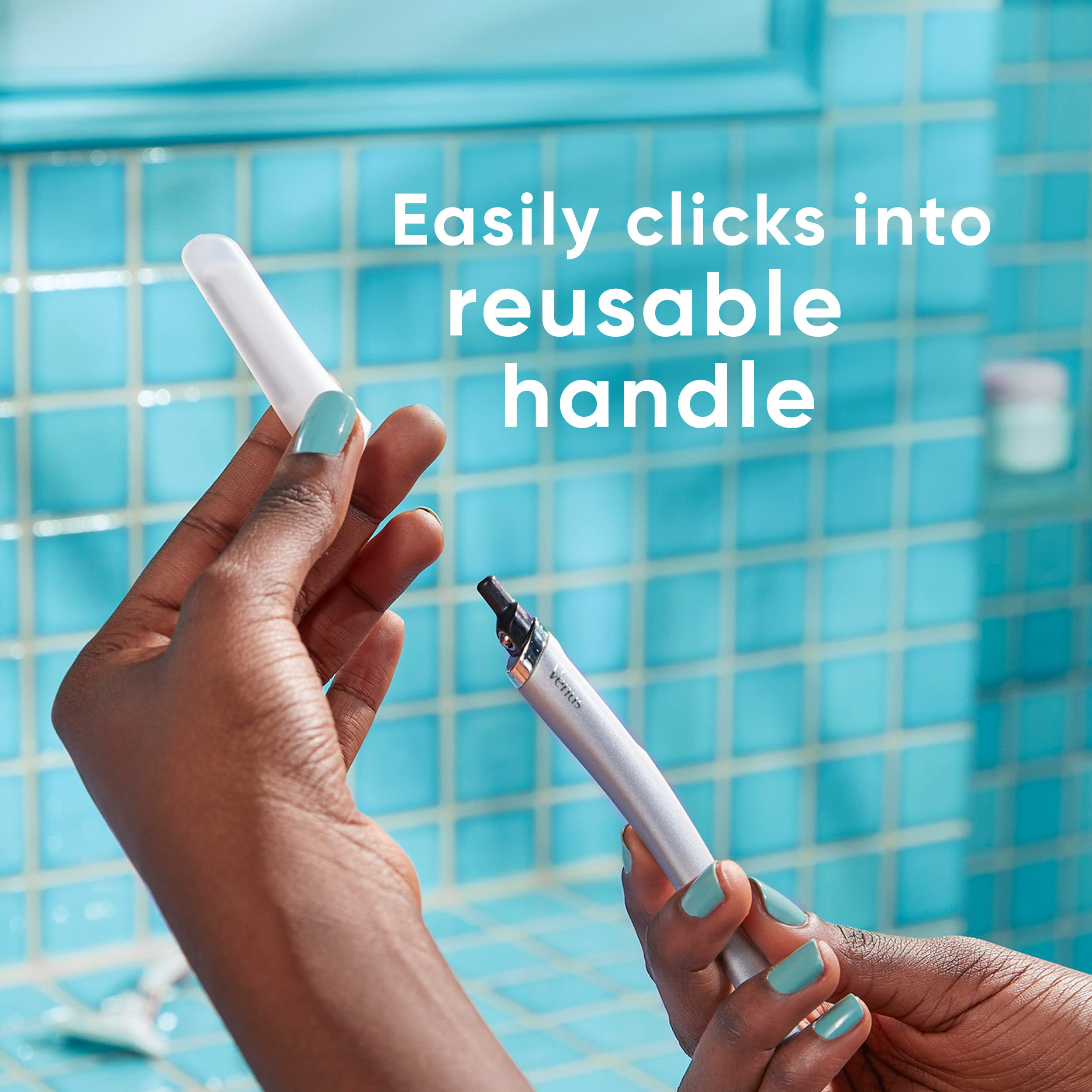 Close-up of Gillette Venus dermaplaning blade for precise exfoliation.