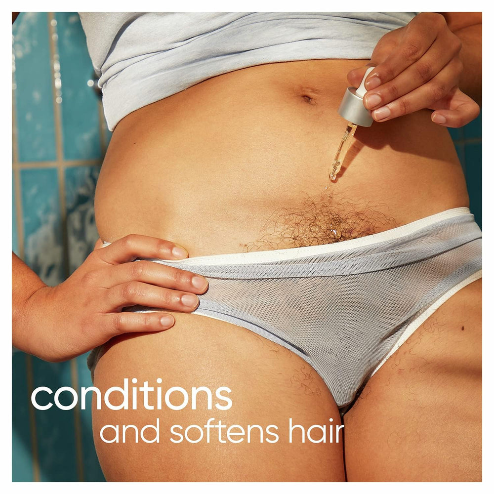 Gillette Venus Hair and Skin Oil closeup highlights rich, nourishing texture.