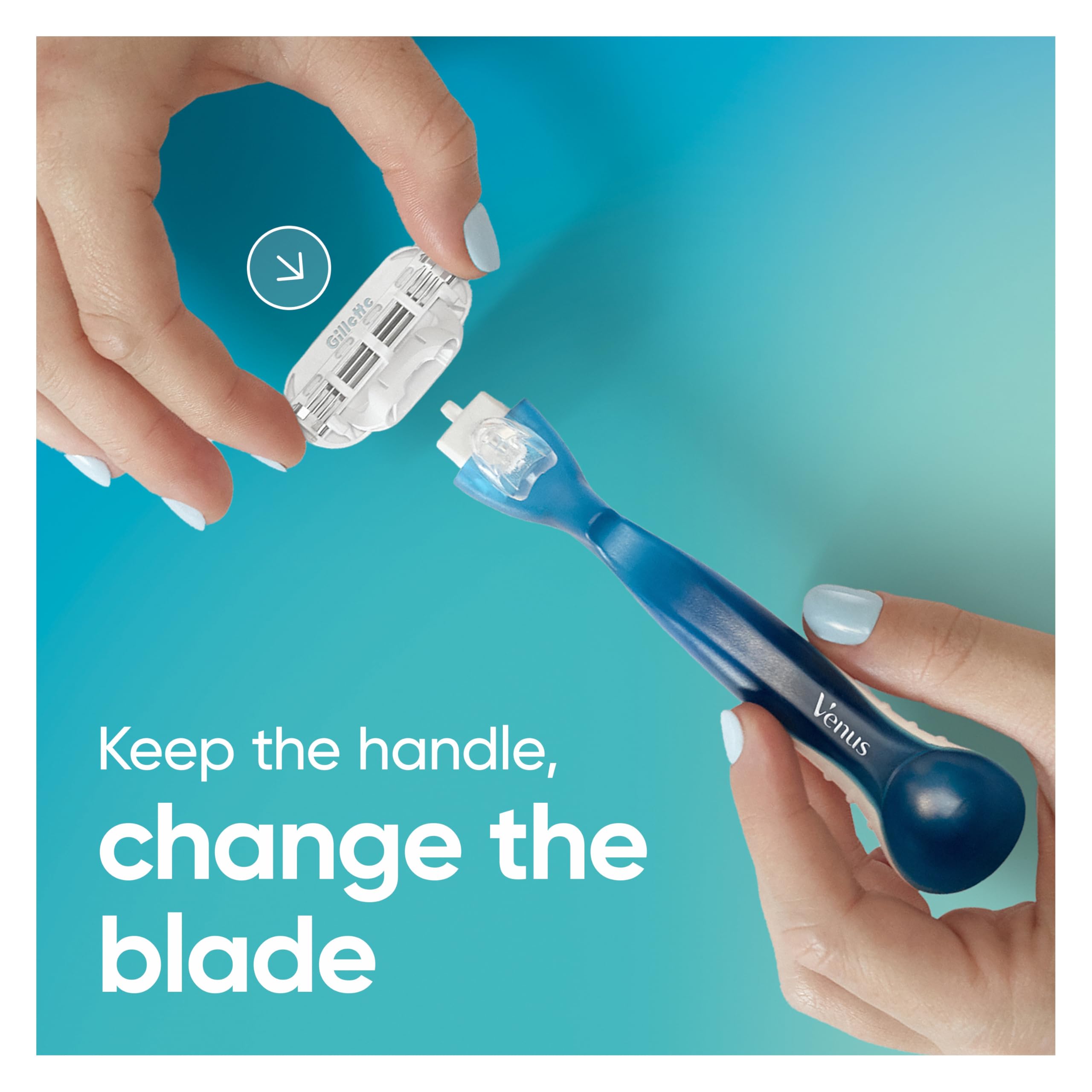 Lubricated blades from Gillette Venus for a smooth shaving experience.