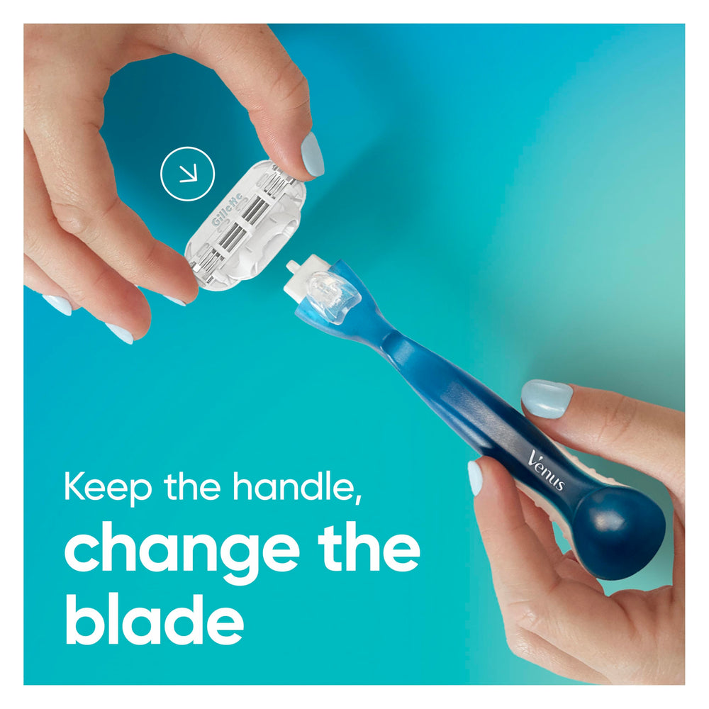 Lubricated blades from Gillette Venus for a smooth shaving experience.