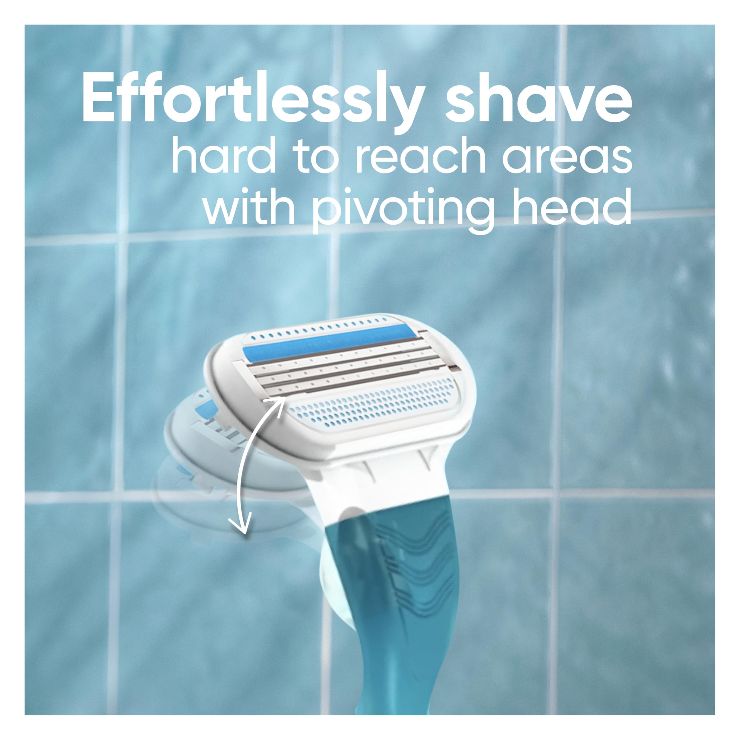 Eight-count refill pack designed for long-lasting shaving sessions with Venus.