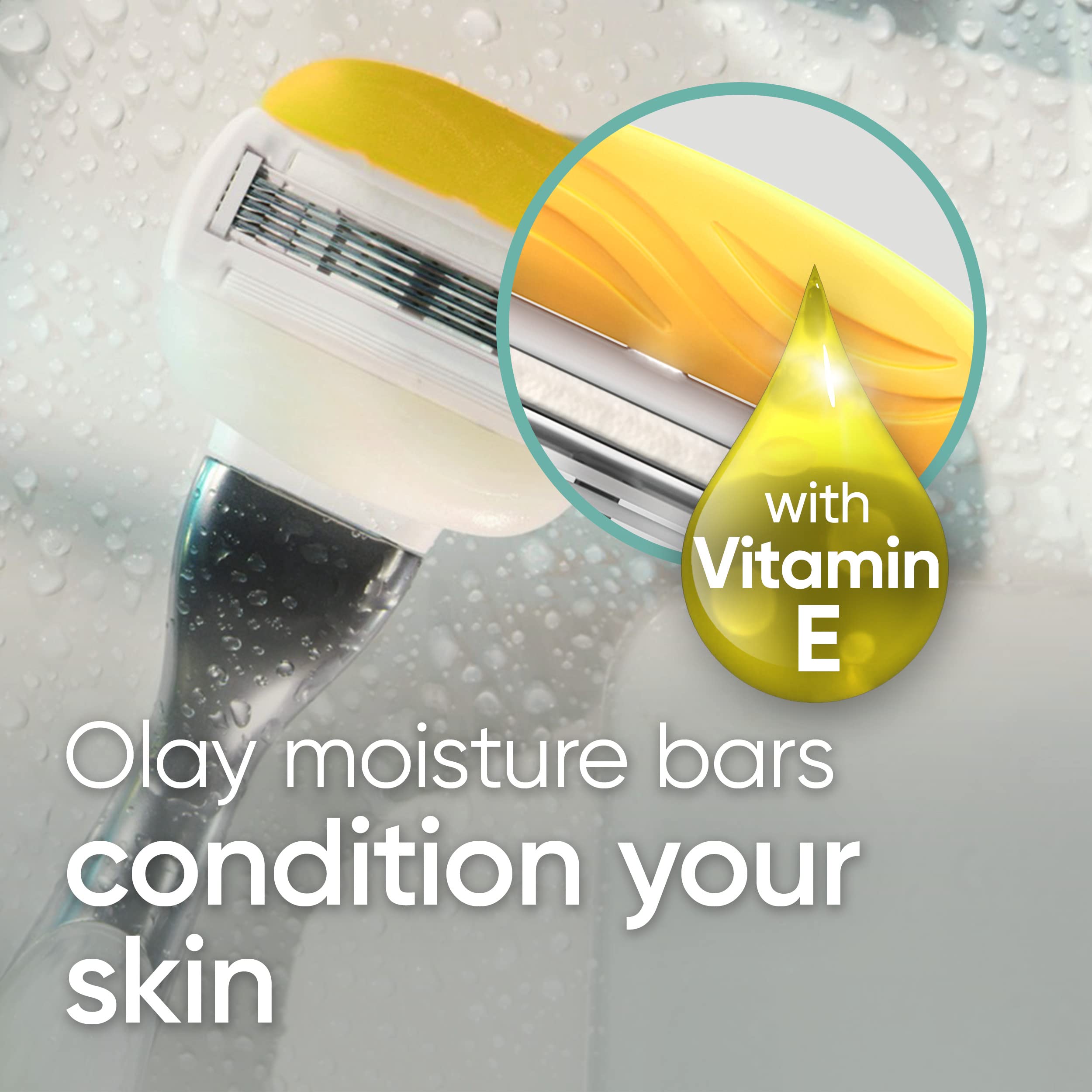 Gillette Venus Olay moisture bars coconut fragrance close-up highlighting skin hydration.